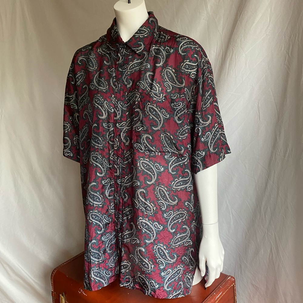 Vintage Paisley print 100% silk blouse